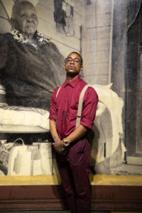 Colby Deal used this longtime First Ward resident and preserver of culture and history as his muse. Shown: Deal’s “Cleola Williams: Lady of First Ward,” 2020. (Photo by Nicole Electra)