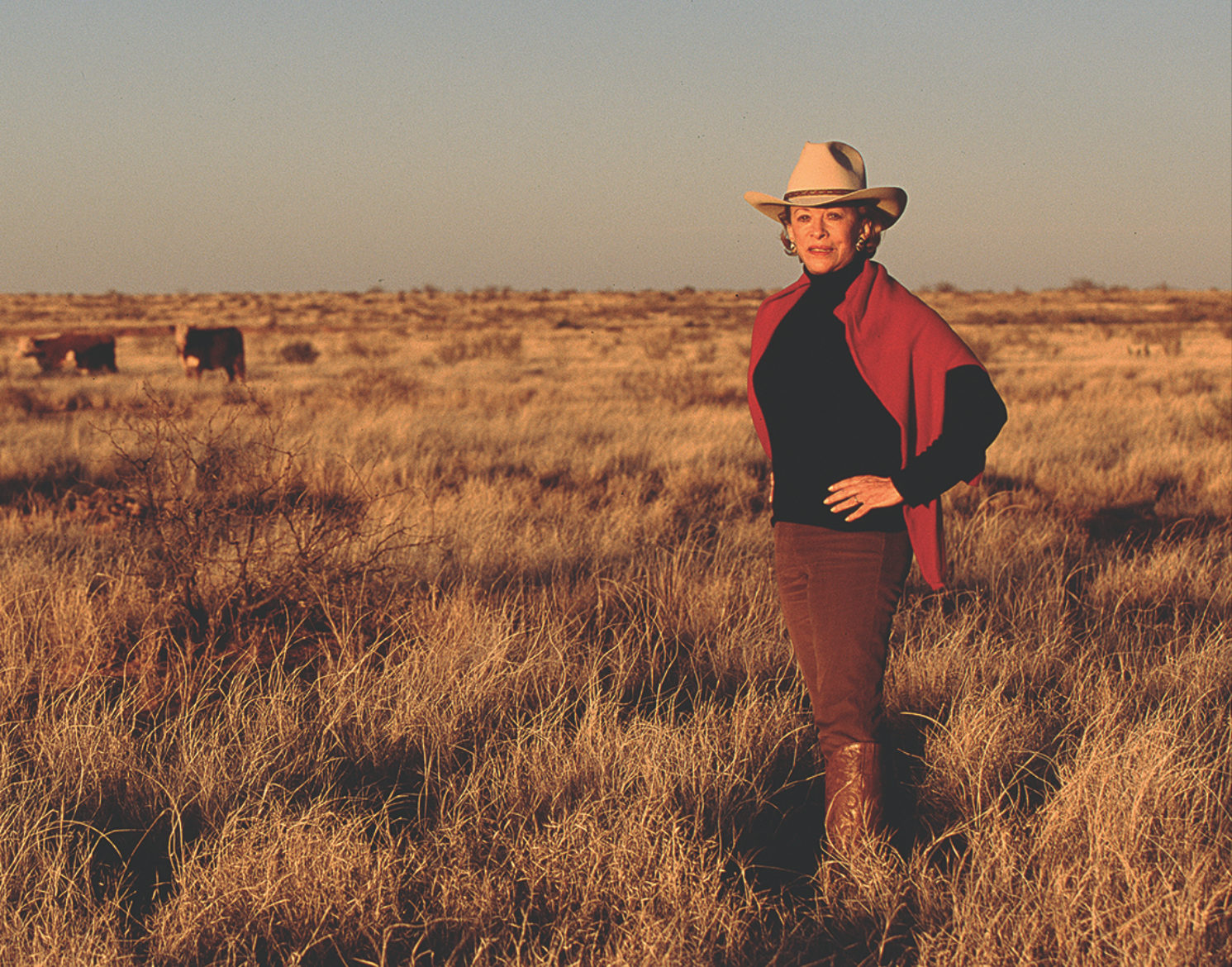 Anne Marion on her Four Sixes Ranch in Texas