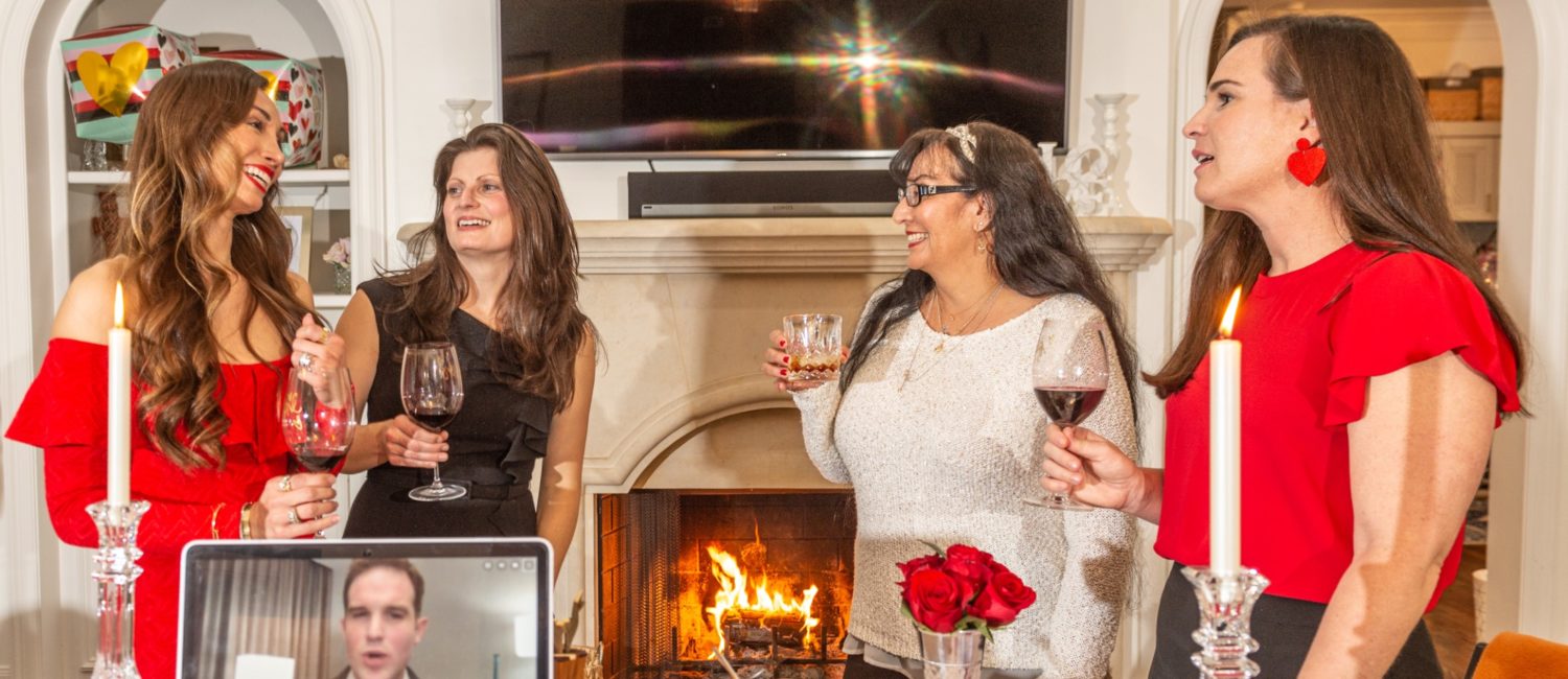 Attendees enjoying a small and safe viewing party for the virtual event (Photo by PWL Studio)