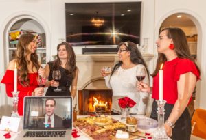Attendees enjoying a small and safe viewing party for the virtual event (Photo by PWL Studio)