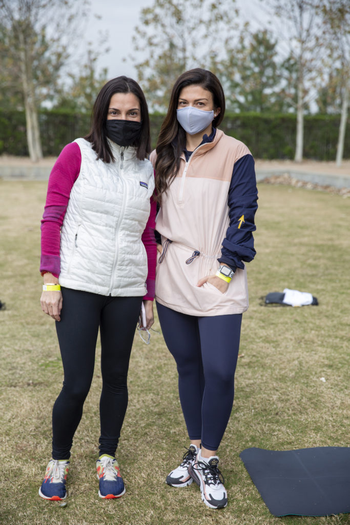 Candace Thomas and Nina Rand were  joined Savor + Sweat for a workout in Buffalo Bayou Park.  (Photo by Jenny Antill Clifton)
