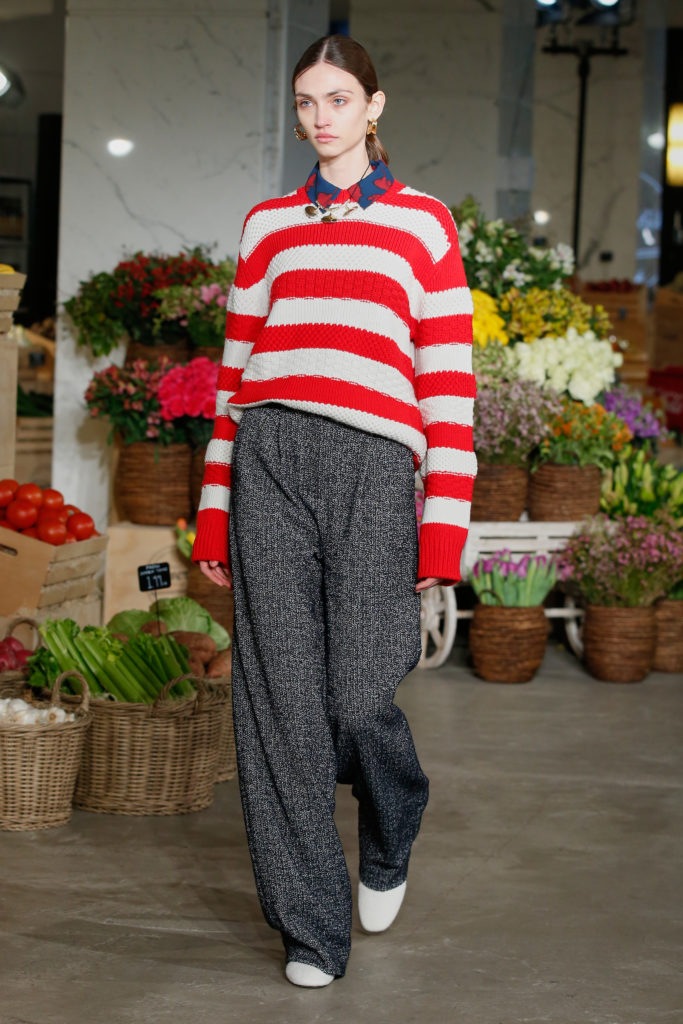 Jason Wu red-and-white stripped sweater and tweed pants. (Photo courtesy of Jason Wu)
