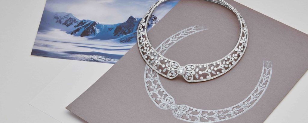 The Ellesmere Treasure necklace in De Beers' high jewelry Reflections on Nature collection has a total carat weight of 38.75. (Photo courtesy of De Beers Jewellers)
