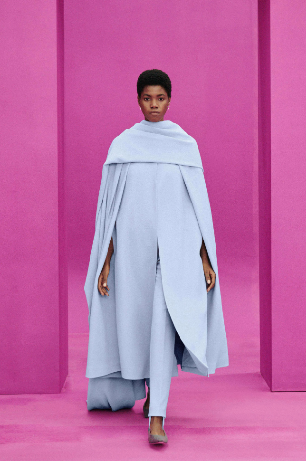 Emilia Wickstead blanket-like long tunic and trousers. (Photo courtesy of Emilia Wickstead) 