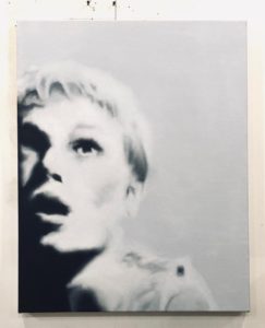 Nationally known Michael St. John’s “These Days (Rosemary Woodhouse),” 2020, at Bill Arning Exhibitions