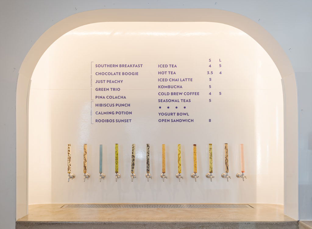 The resin taps of the tea bar were custom made and include the main ingredient of each tea.  