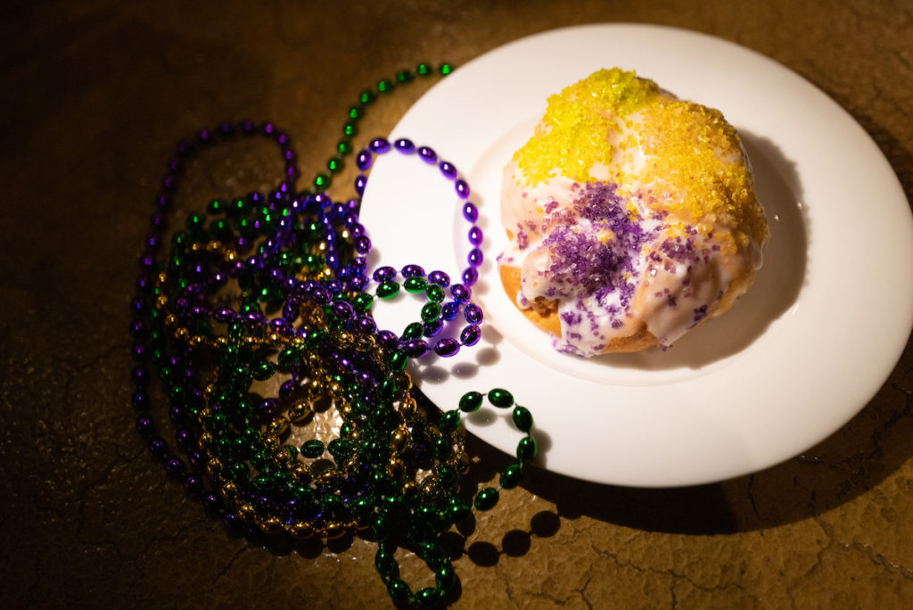 Guests departed The Houstonian's Mardi Gras feast with petite King Cake, straight from the hotel's pastry kitchen. (Photo by Daniel Ortiz)