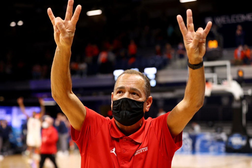 Kelvin Sampson has the University of Houston in the Elite Eight for the first time in 37 years. (Photo by Jamie Schwaberow/NCAA Photos via Getty Images)