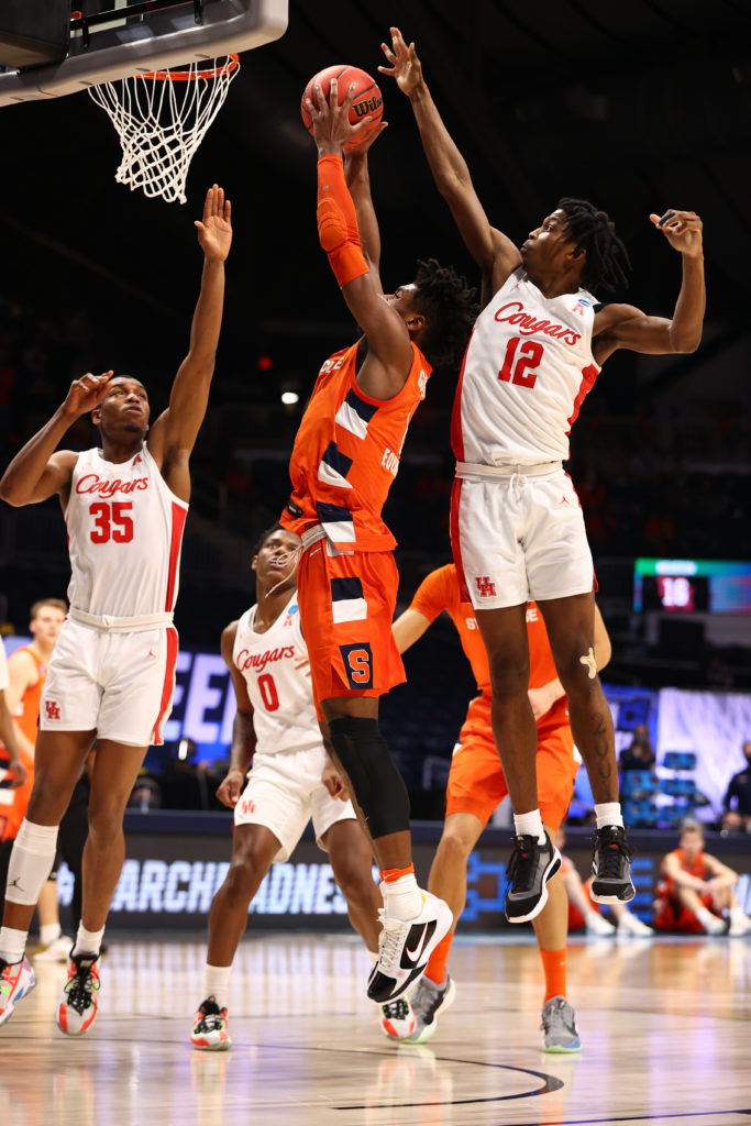 Houston's defense kept Syracuse off balance all night. (Photo by Trevor Brown Jr/NCAA Photos via Getty Images)