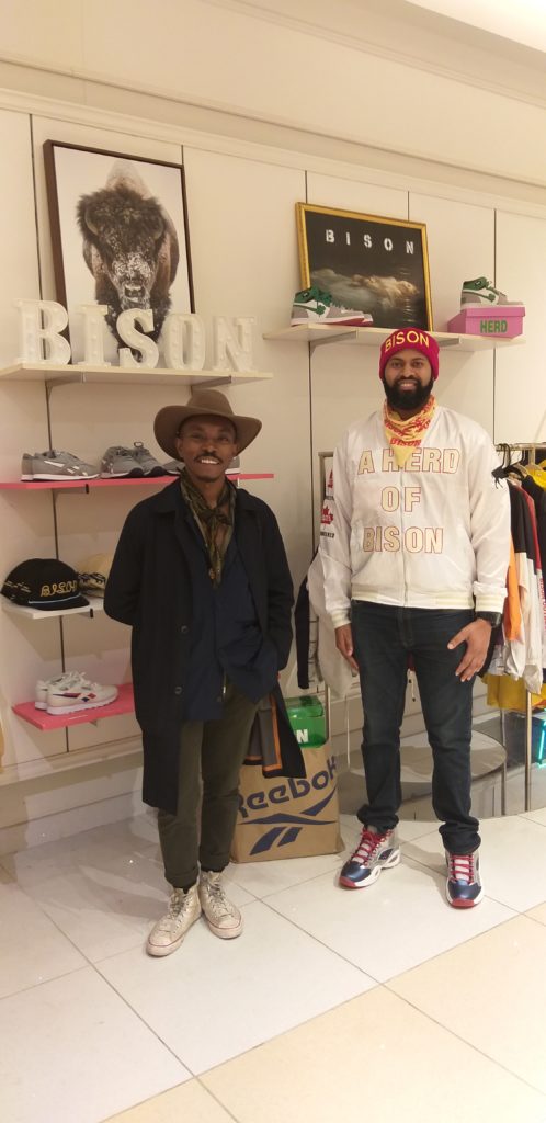 Preston Gaines, Kenyatta Day at Bison's fashion pop-up. (Photo by Catherine D. Anspon)  