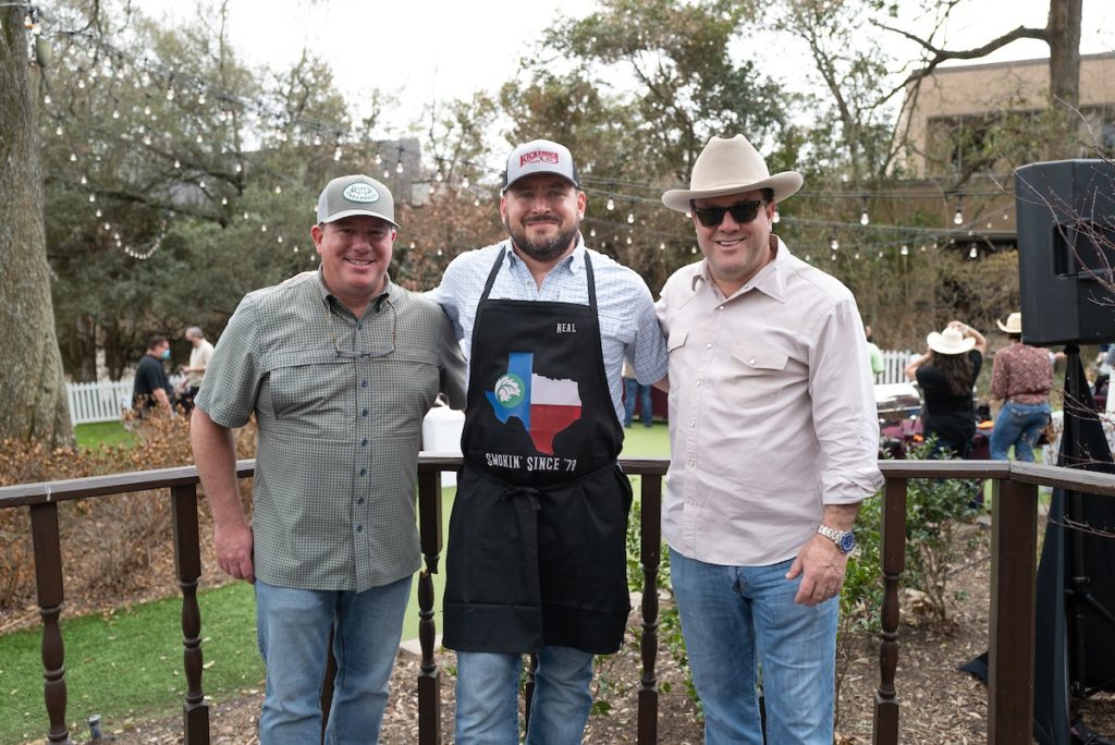 The Houstonian Hotel GM Steve Fronterhouse, executive chef Neal Cox & celebrity judge Levi Goode at The Houstonian's inaugural BBQ on the Bayou Cook-off.