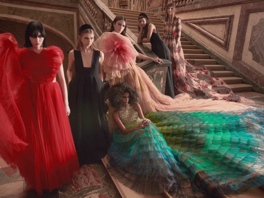 The Christian Dior runway show at Versailles' Hall of Mirrors features a number of  tulle gowns. (Photo courtesy of Dior)