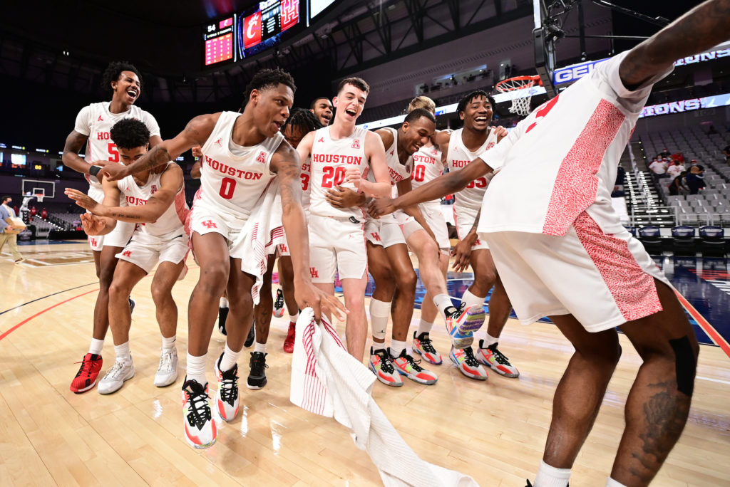 Marcus Sasser and the Cougars celebrated the American Athletic Conference title with style. They earned it. (@UHCougarMBK)