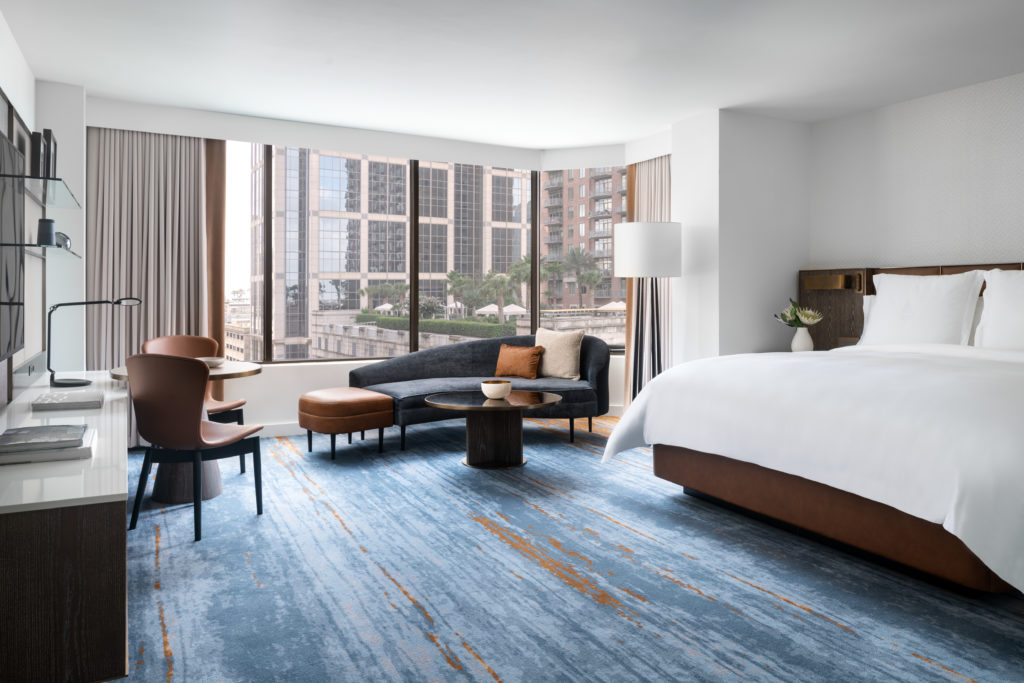 Corner room at the downtown Four Seasons Hotel Houston as reimagined by Rottet Studio.  (Photo by Four Seasons Hotel Houston)