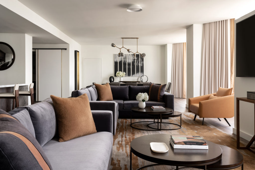 Rottet Studio reimagined and reconfigured the Penthouse Suite in the Four Seasons Houston Hotel, part of an overall  (Photo by Four Seasons Hotel Houston)