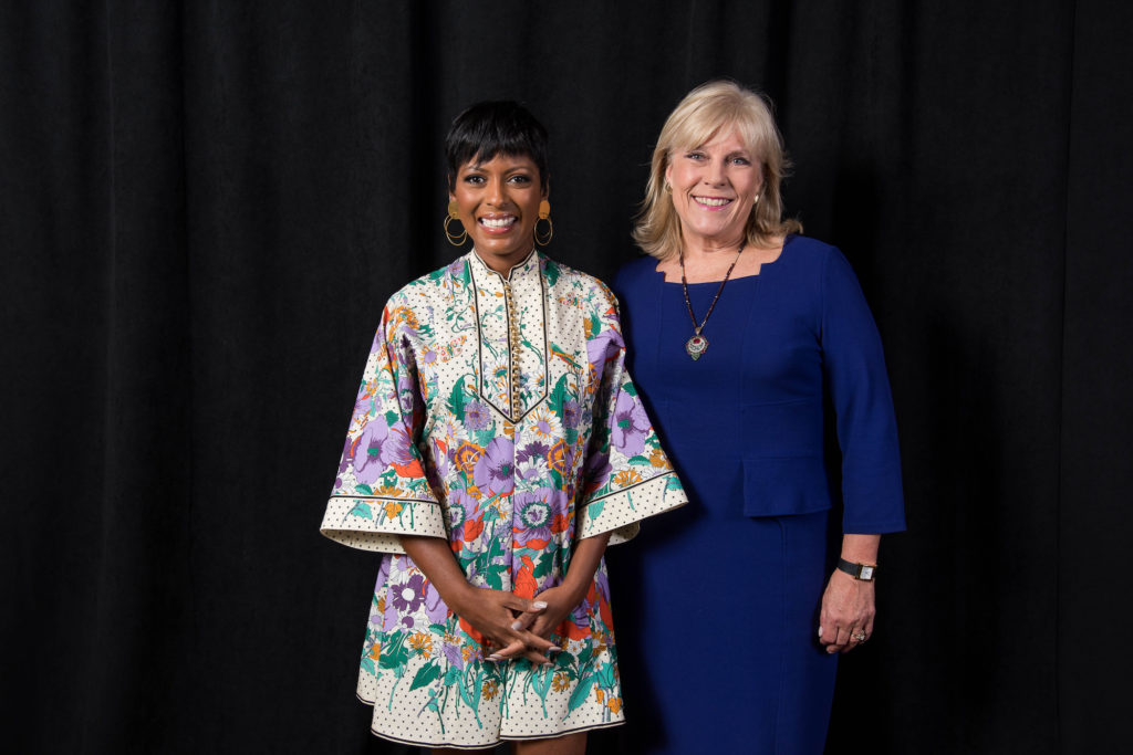 Paige Flink with Tamron Hall, the keynote speaker of The Family Place's Texas Trailblazers Awards Luncheon in 2018. 