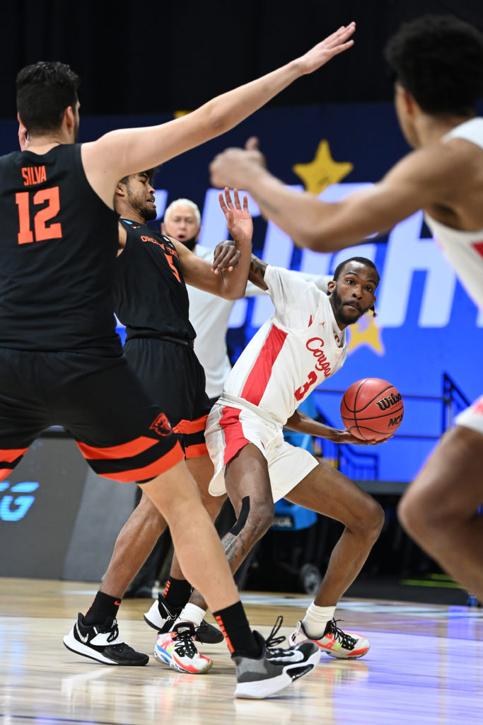 DeJon Jarreau has driven this Houston team all March and he never backed down against Oregon State. (Photo by Brett Wilhelm/NCAA Photos via Getty Images)