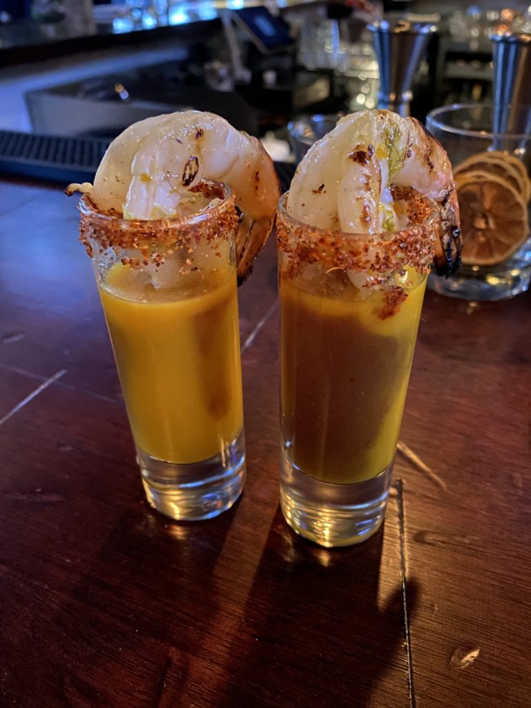 The Mezcal Shrimp Shooters are a must-try at Spider Murphy's. (Photo by Megan Ziots)