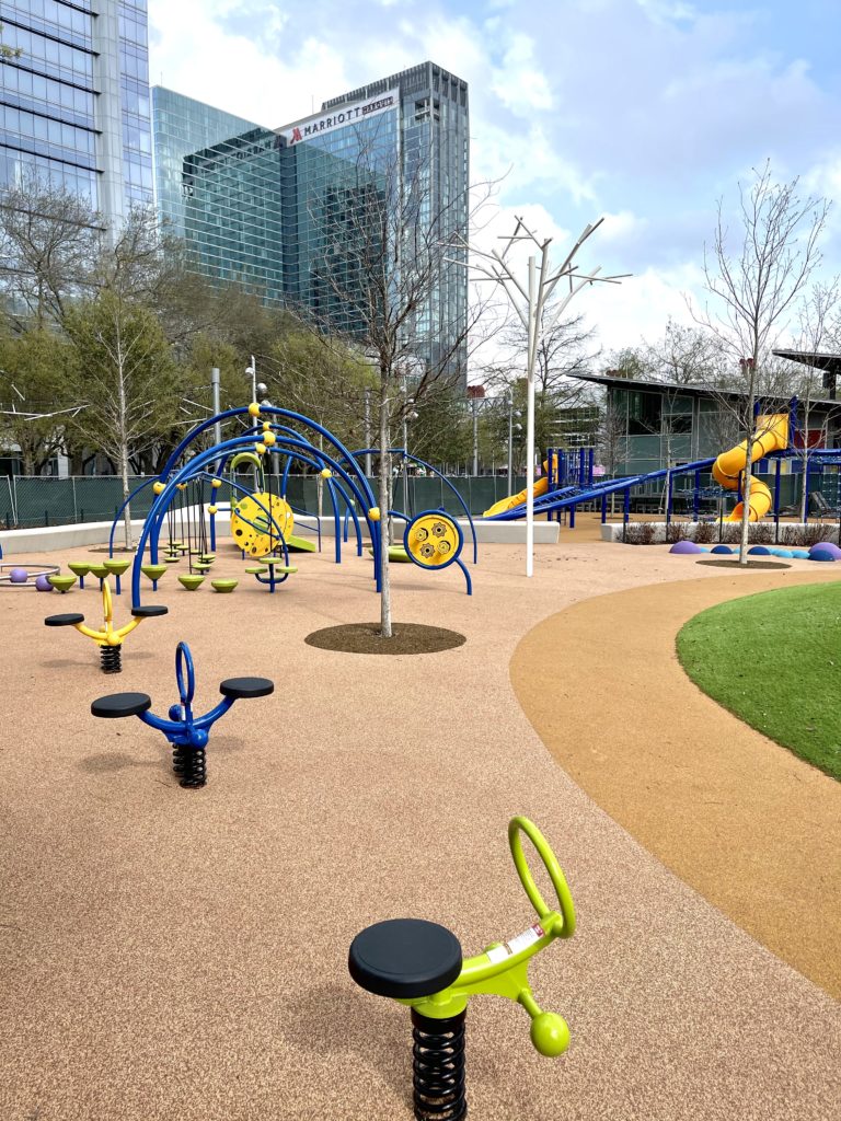 Renovation of Discovery Green's McGovern Playground doubles the amount of organized play space in the downtown park. (Photo by (Photo by Sheila Wright, Courtesy of Discovery))
