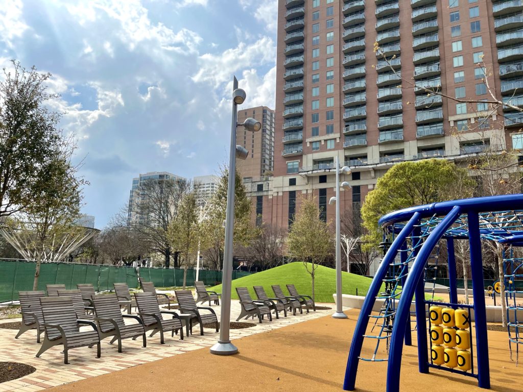 Discovery Green's McGovern Playground features the new Mendez Play Space.  (Photo by (Photo by Sheila Wright, Courtesy of Discovery))