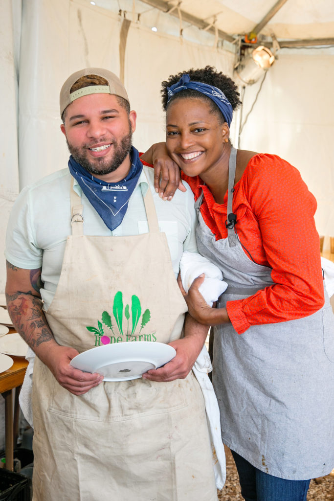 Chefs Dawn Burrell and Dominick Lee Chef Dominick Lee headline the Butcher’s Ball held at The Halles in Round Top. (Photo by Emily Jaschke)