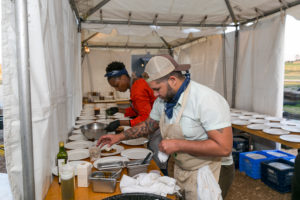 Chefs Dawn Burrell and Dominick Lee Chef Dominick Lee headline the Butcher’s Ball held at The Halles in Round Top. (Photo by Emily Jaschke)
