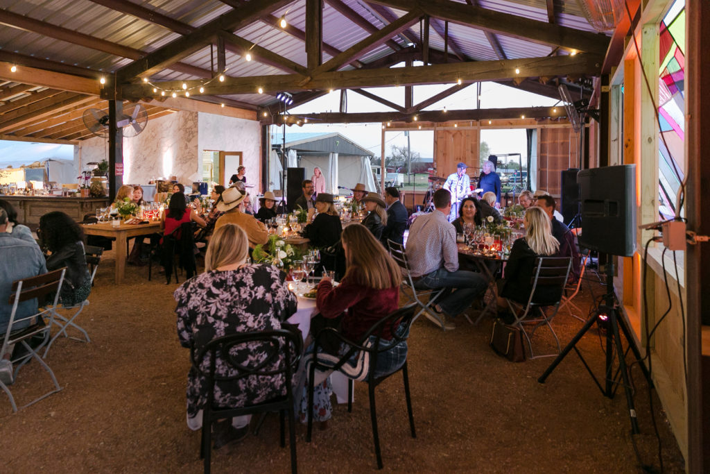 Round top's spanking new venue The Halles welcomed 100 well-spaced diners to the Butcher's Ball. (Photo by Emily Jaschke)