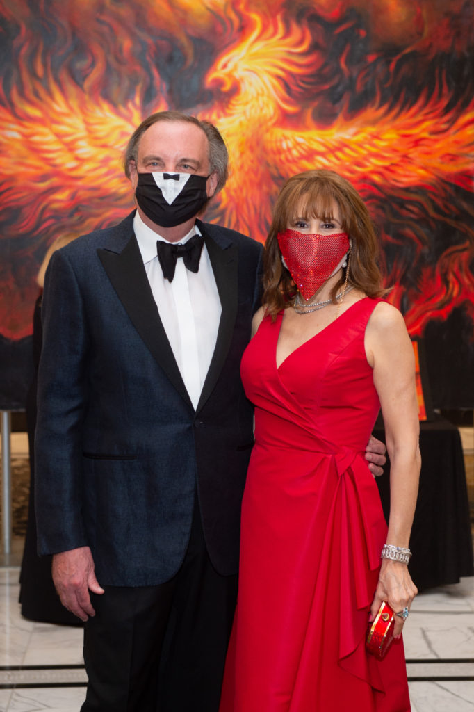 Ralph Burch & Vicki West at the Houston Symphony Ball, where masks were required in precaution against COVID-19. (Photo by Wilson Parish)