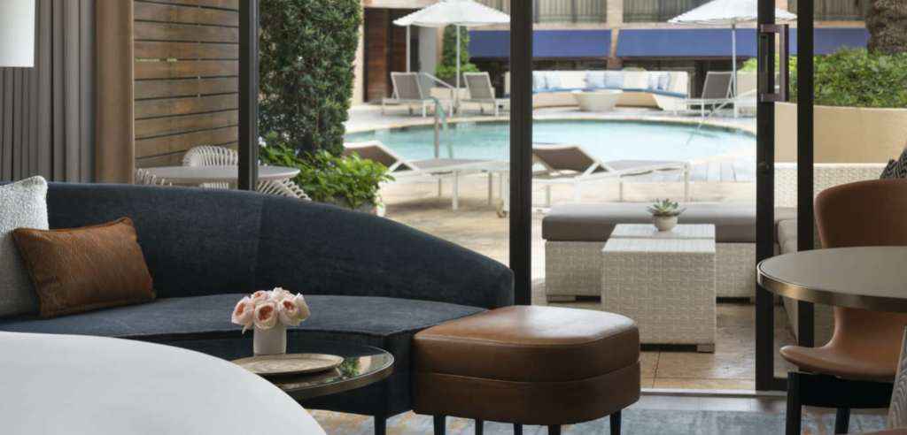 The cabana rooms at the Four Seasons Hotel Houston offer ready access to the skydeck with pool and terraces. (Photo by Four Seasons Hotel Houston)
