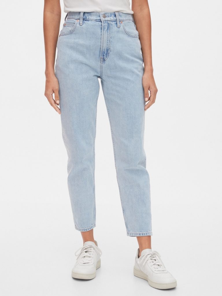 Sky high mom jeans are on sale now at Gap.