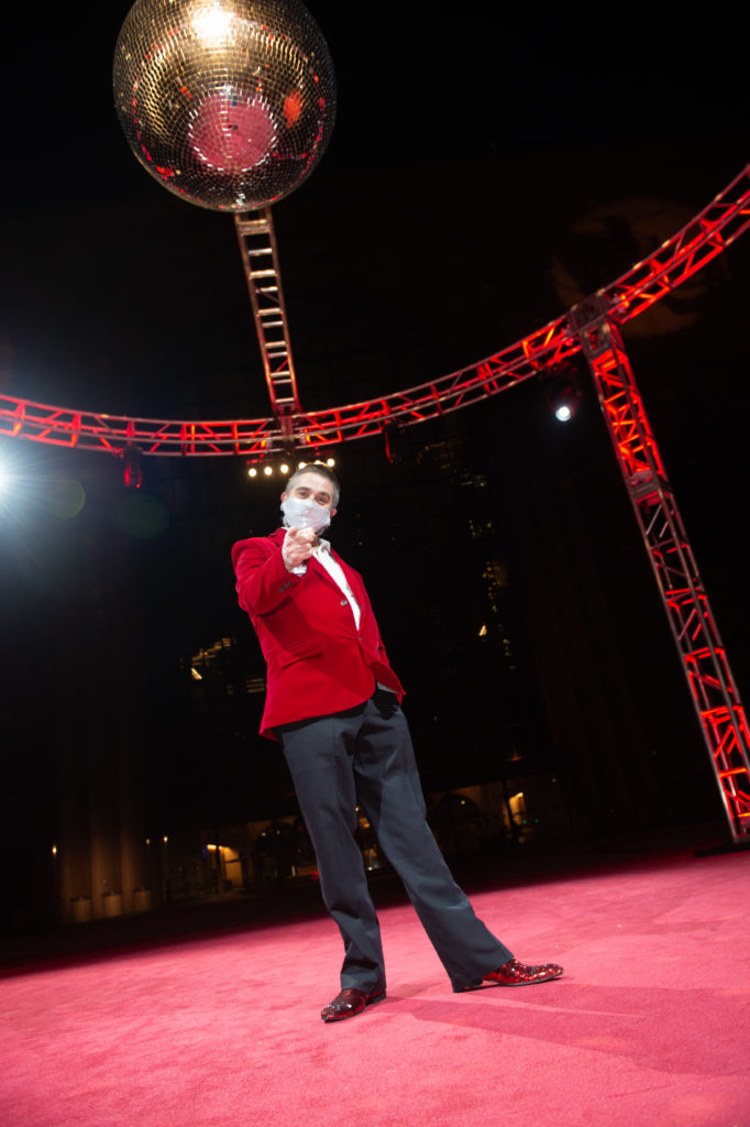 Houston Ballet artistic director Stanton Welch AM is on stage at Wortham Theater for the Houston Ballet virtual ball program. (Photo by Wilson Parish)