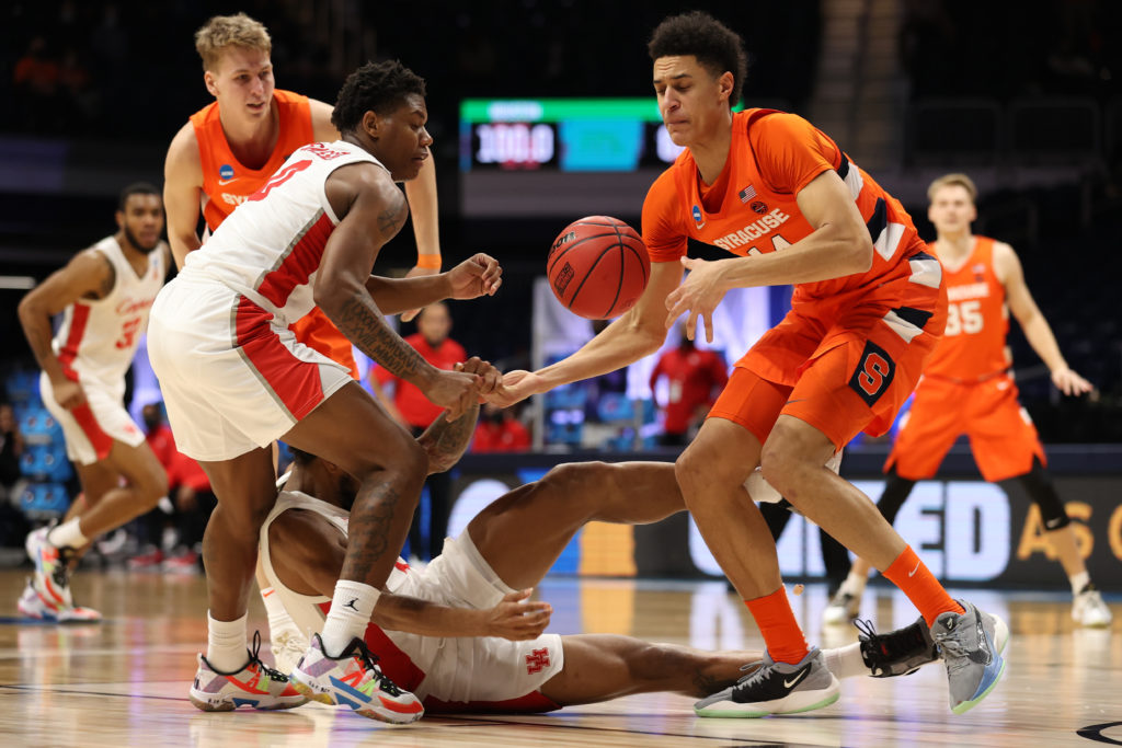 Marcus Sasser played 39 of the game's 40 minutes and was a constant steadying force for Houston. (Photo by Trevor Brown Jr/NCAA Photos via Getty Images)