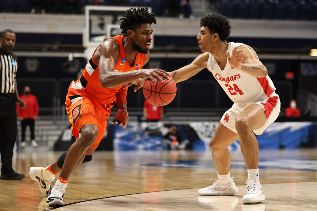 Quentin Grimes brought it on defense and hit a number of the game's biggest shots. (Photo by Trevor Brown Jr/NCAA Photos via Getty Images)