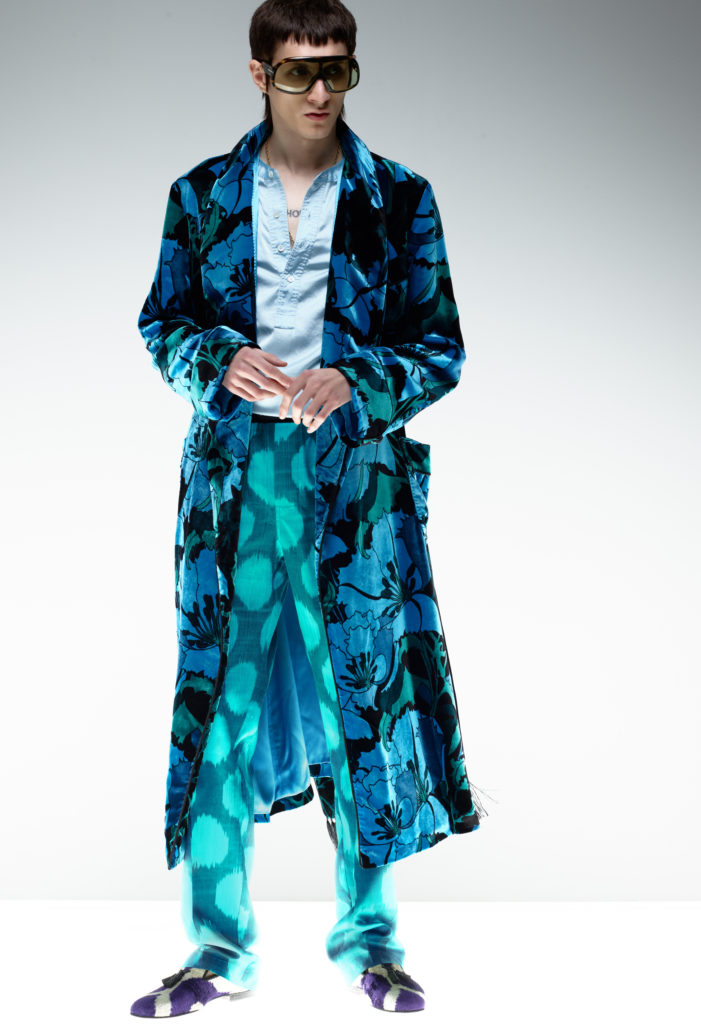 Tom Ford floral silk men's robe and polka dot silk pajamas. (Photo courtesy of Tom Ford)