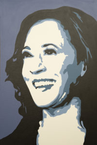 Artist Rico Edwards used a darker shade of blue for “Vice President Kamala” because he believes that Harris is strong subject matter and wanted to portray her strong influence on society.