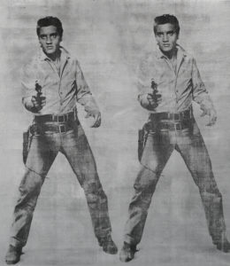 Andy Warhol’s “Elvis 2 Times,” 1963, speaks to the lore of the American cowboy via the King. The Warhol achieved the status of top lot in the Anne Marion “American Visionary” auction with its final figure of $37 million.