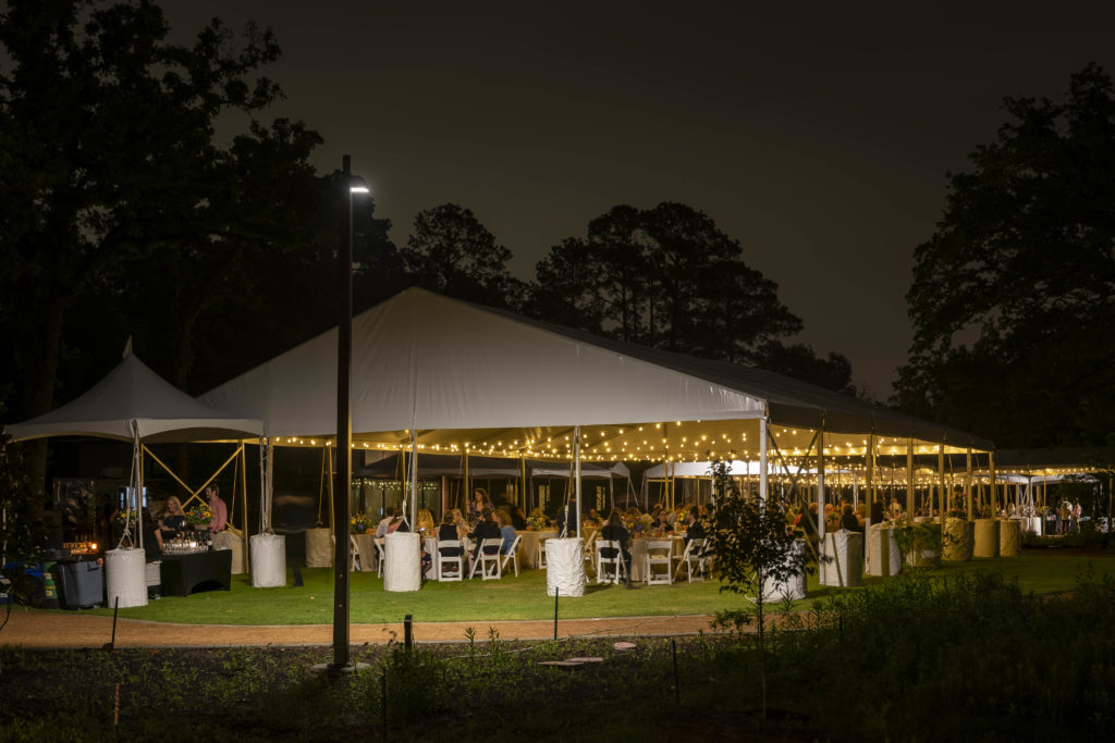 The Houston Arboretum & Nature Center is tented for the annual alfresco dinner on the lawn. (Photo by Anthony Rathbun)