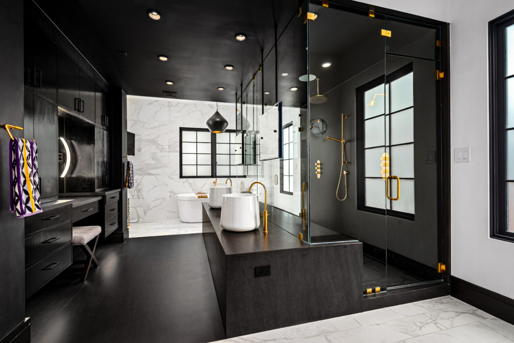 The stunning bathroom at 2521 Westgate received a 2017 ASID Ruby Award for Best Primary Bath. (Photo by Sonya Bertolino)