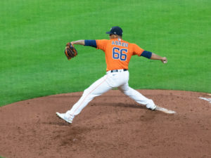 Houston Astros pitcher McCullers faced the Oakland A’s at Minute Maid Park