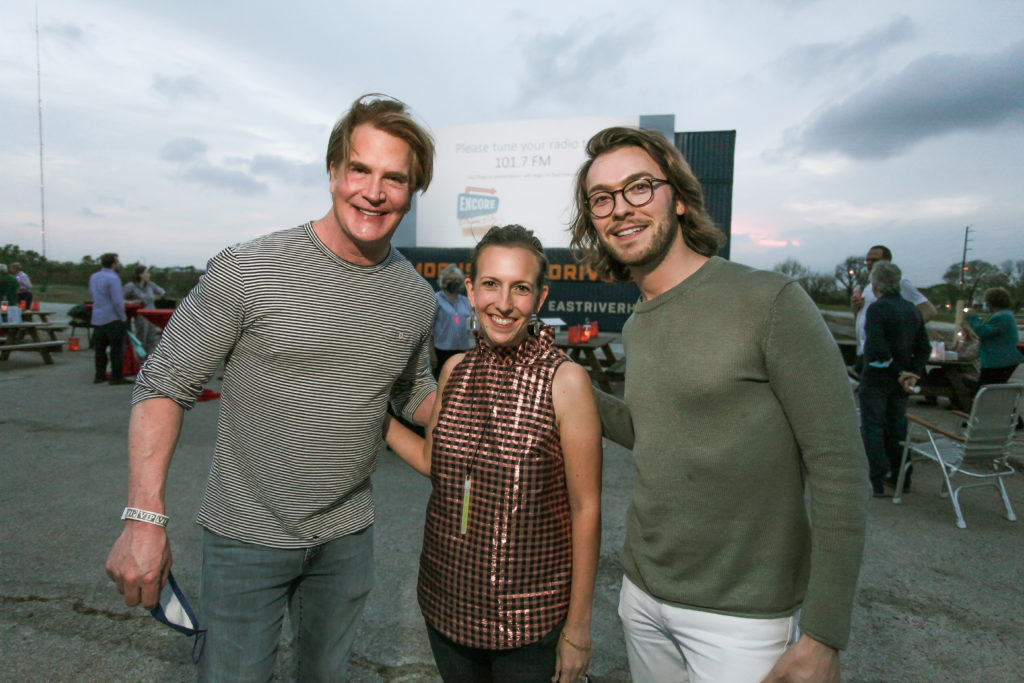 George Lancaster, Alene Coggin and William Finnorn attend the Kinder HSPVA Encore fundraiser at Moonstruck Drive-In Cinema.  (Photo by Katy Anderson )