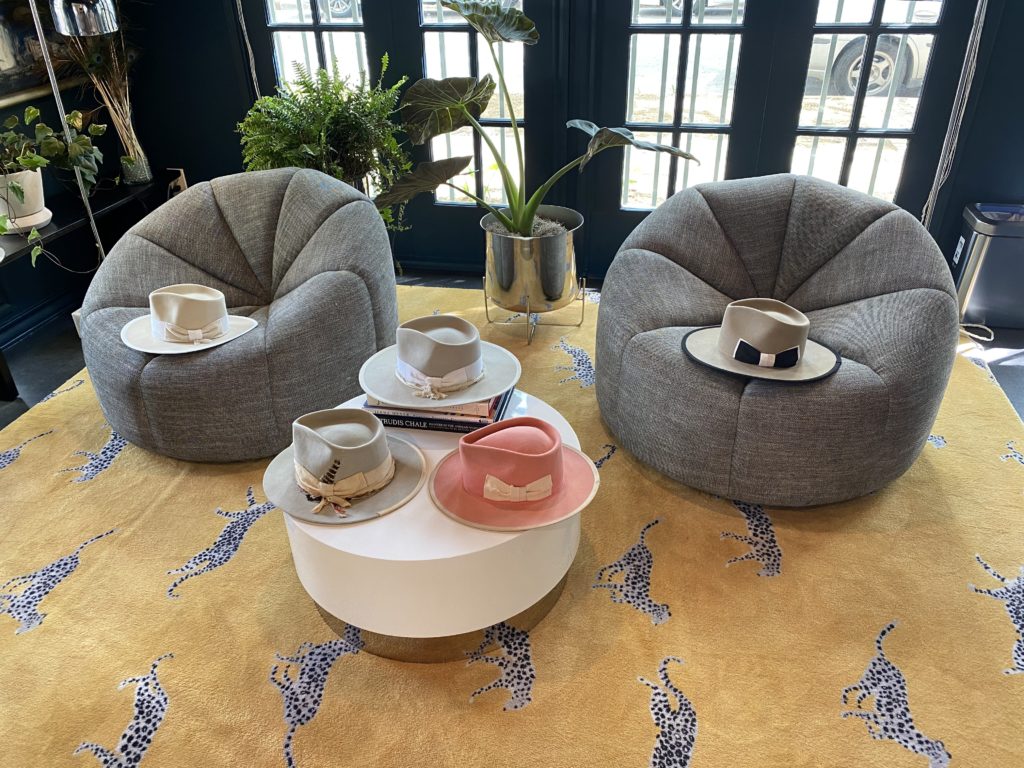 The hip Garden Bungalows at La Colombe d'Or provide an interesting showcase for Teressa Foglia hats. (Photo by Shelby Hodge)