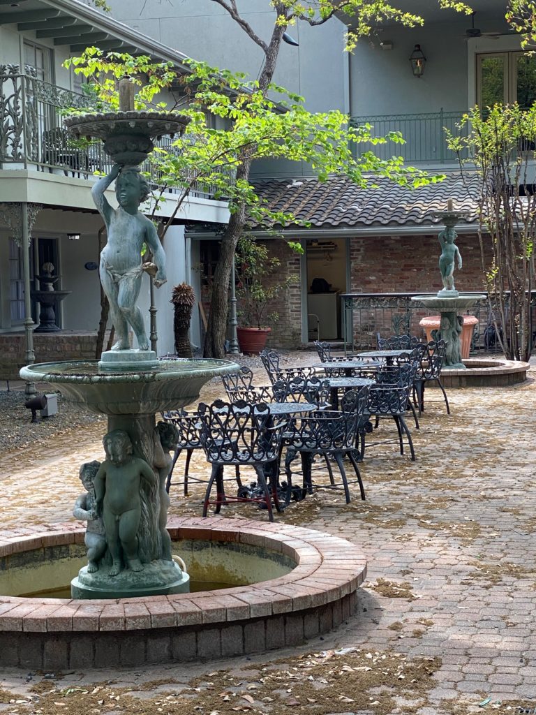 The interior courtyard of the Garden Bungalows at La Colomobe d'Or Hotel & Residences have a decidedly New Orleans vibe. (Photo by Shelby Hodge)