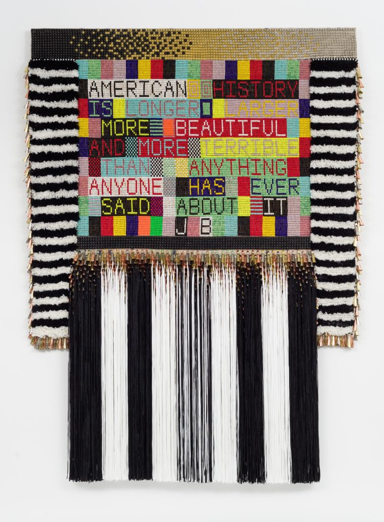 A multifaceted artist you can find in Glenn Adamson’s new book on how artisans helped shape our country: Jeffrey Gibson’s “American History,” at Sikkema Jenkins Gallery. (Courtesy the artist and Sikkema Jenkins Gallery)