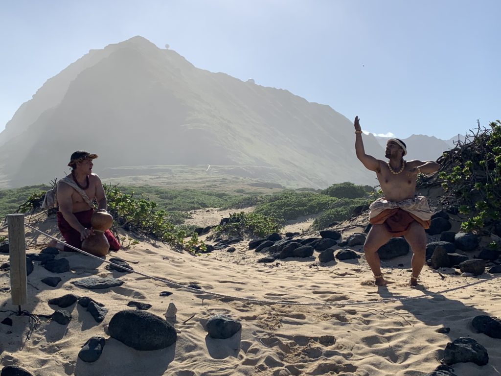 A hula performance near Leaping Rock at Ka‘ena Point State Park. (Photo by Tarra Gaines)