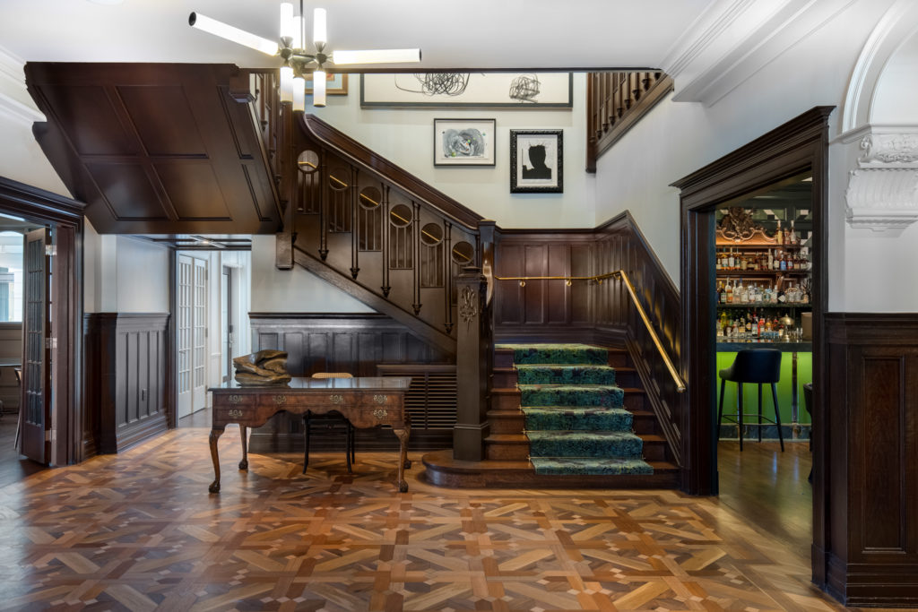 La Colombo d'Or Hotel's dramatic staircase is part of its historic charm.