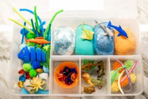 Ridglea – The bottom of the deep blue sea sensory bin by The Mastin Project