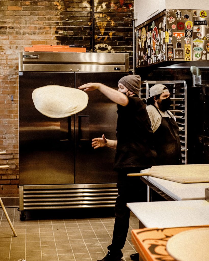 Throwing some Seriously Large pizza dough at Serious Pizza.