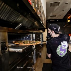 Serious Pizza – a Seriously Large going into the oven