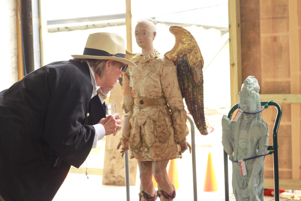 Sherrie Perry gazes at Italian angel (Photo by Chris P. Bachman )