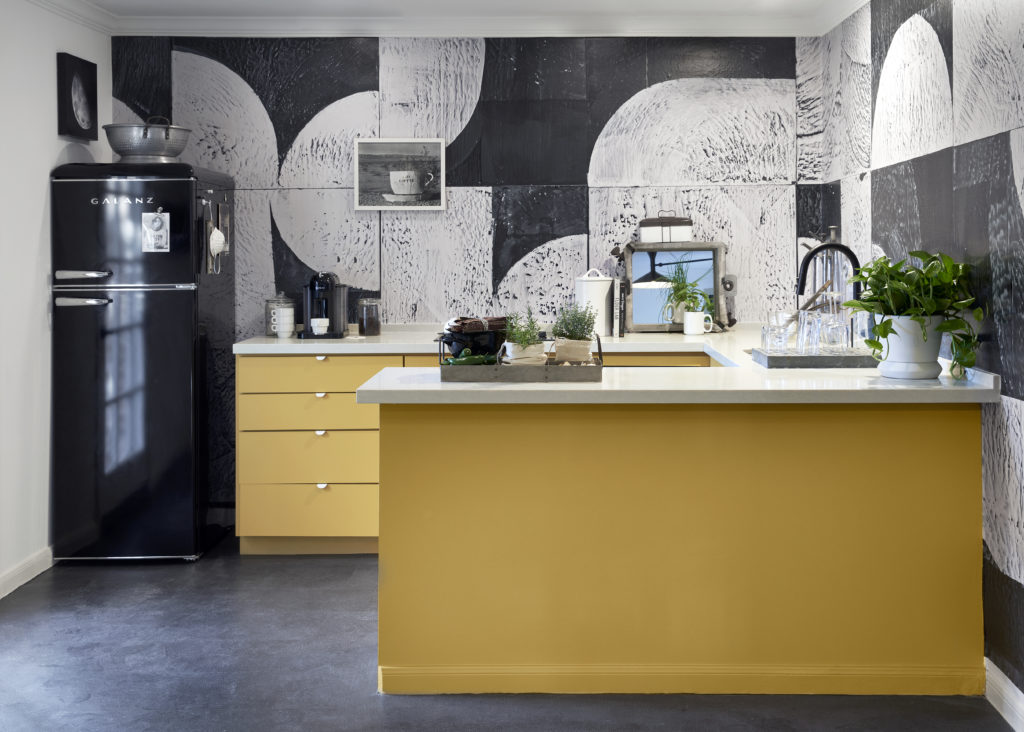 Mod wall coverings in the Garden Bungalows at La Colombe d'Or Hotel & Residences were created by artist Domenica Brockman. (Photo by  Pär Bengtsson)